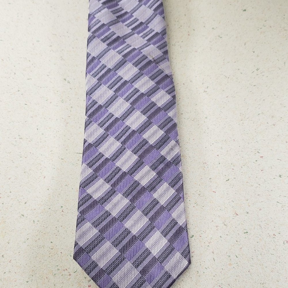 Men's Giorgio Brutini Purple Print Necktie HAND MADE - Picture 2 of 8